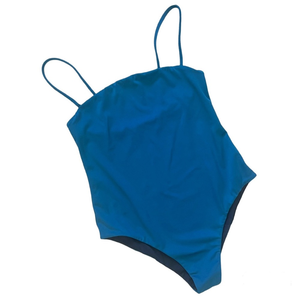 Reversible One-Piece Swimsuit, Black & Teal Color, High Cut_Small